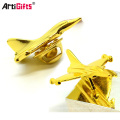 High quality cheap gold plated airplane lapel pin badge custom